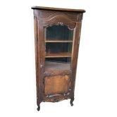 Showcase 1 door with 3 sides walnut windows louis xv style