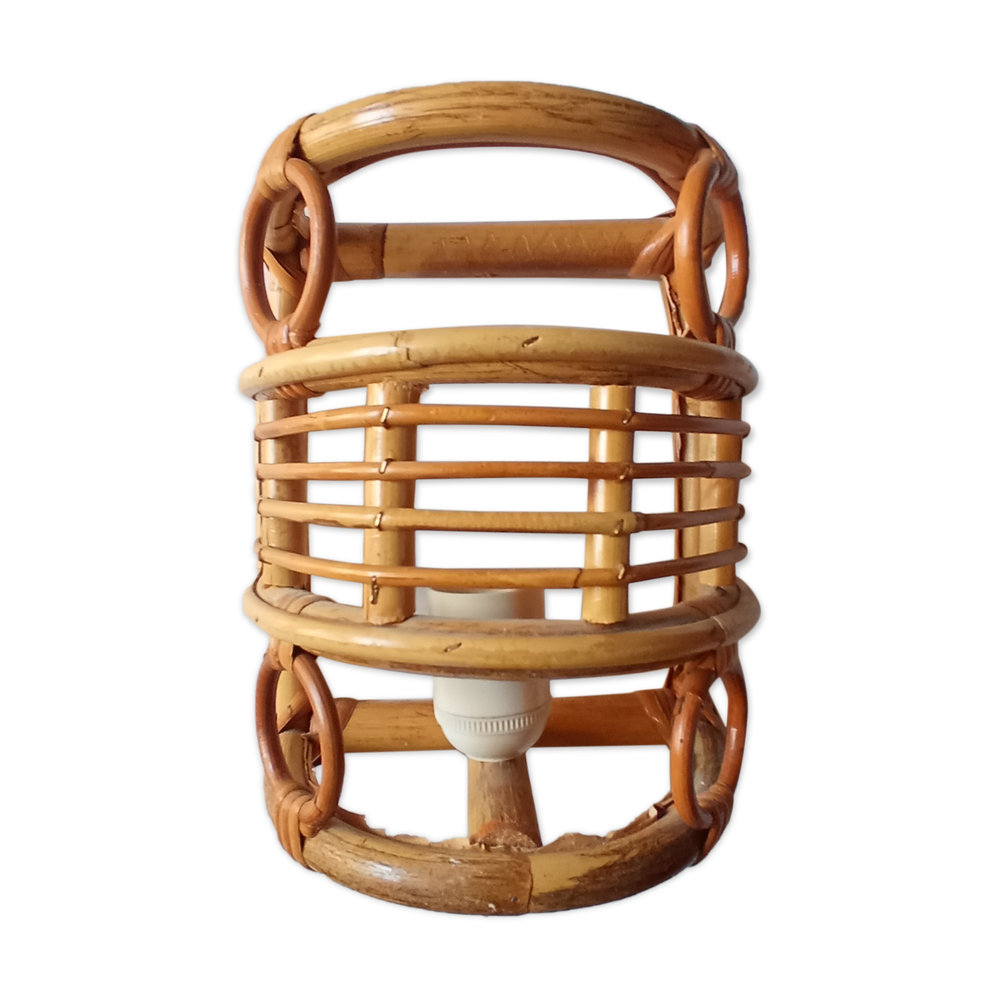 Vintage bamboo wall lamp