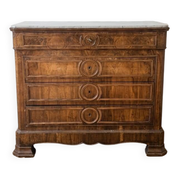 Ensemble commode ancienne : 3 tiroirs en bois kaki