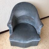 Vintage toad armchair in blue velvet