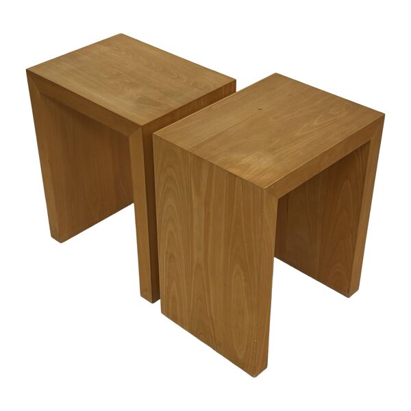 Tables de chevet / tables d'appoint vintage, lot de deux, en bouleau, design années 80