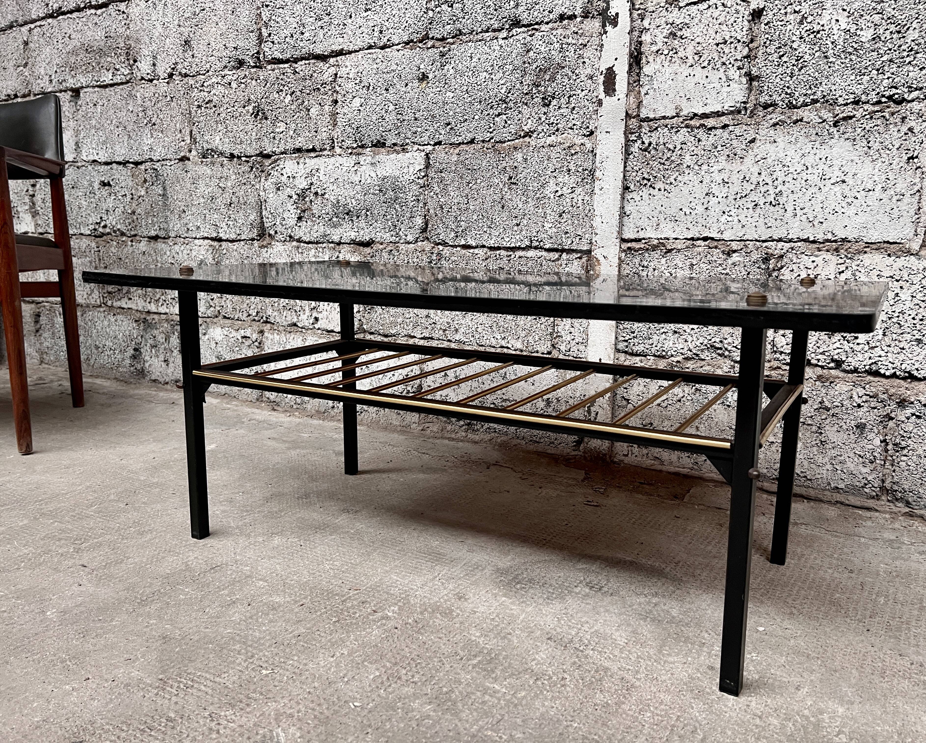 Table noir basse Formica noir vintage design