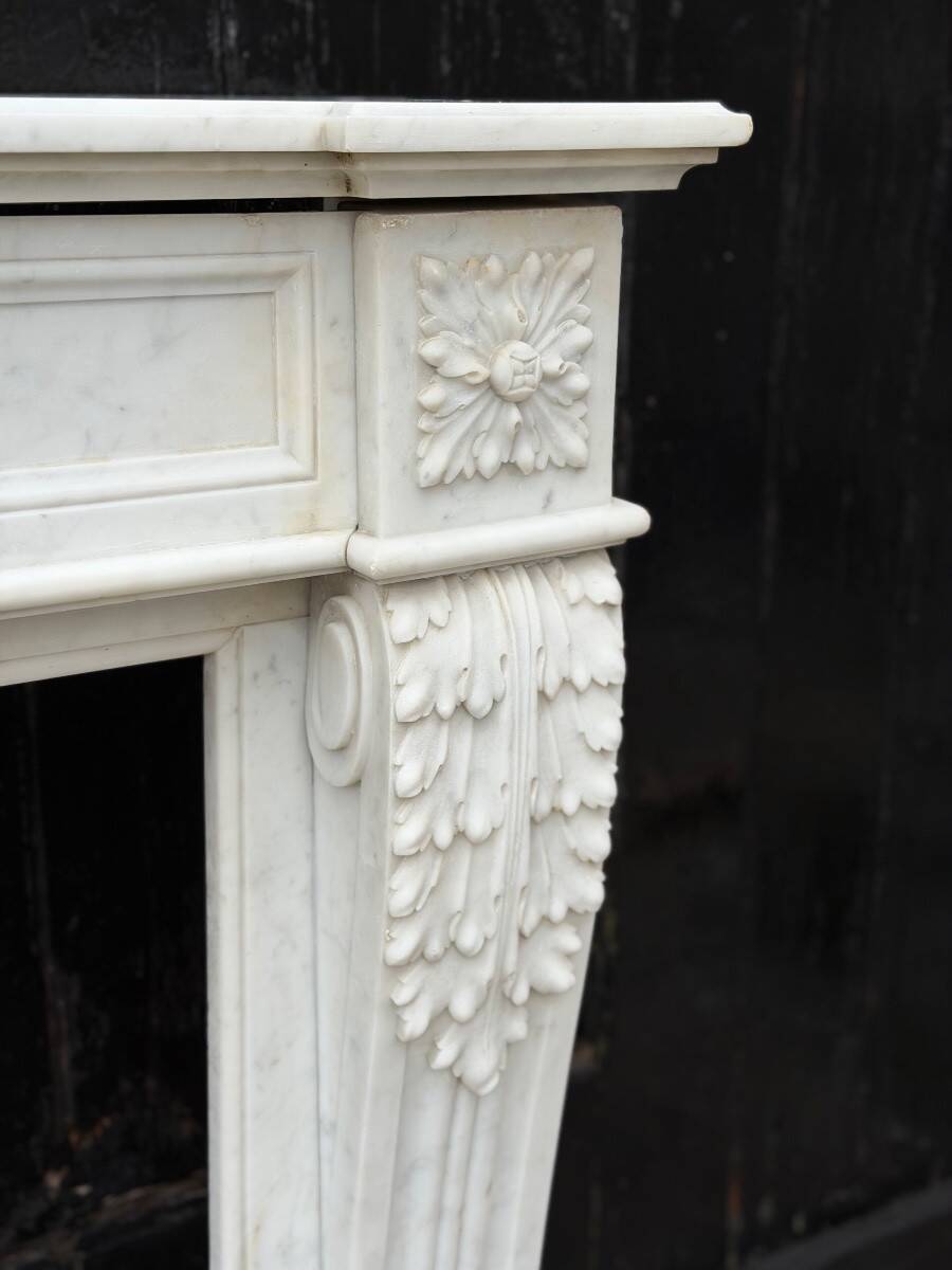 Louis XVI style Carrara marble fireplace circa 1880