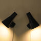 Blue metal cone shaped wall sconces pair by Asea - Sweden 1950s