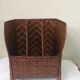 Put documents in two-tone braided bamboo 3 compartments vintage 1970