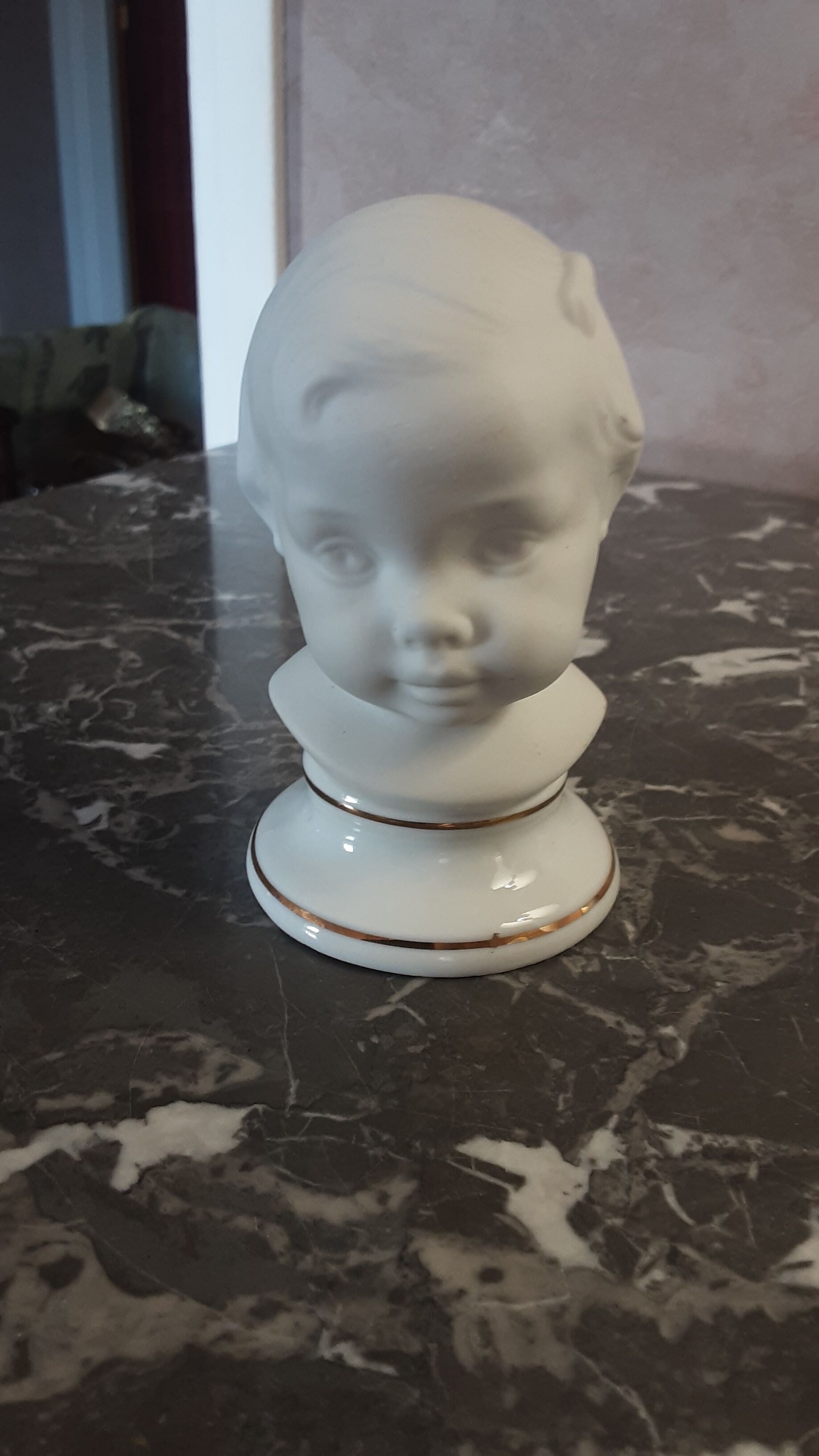 2 busts girl and boy - vintage porcelain biscuit