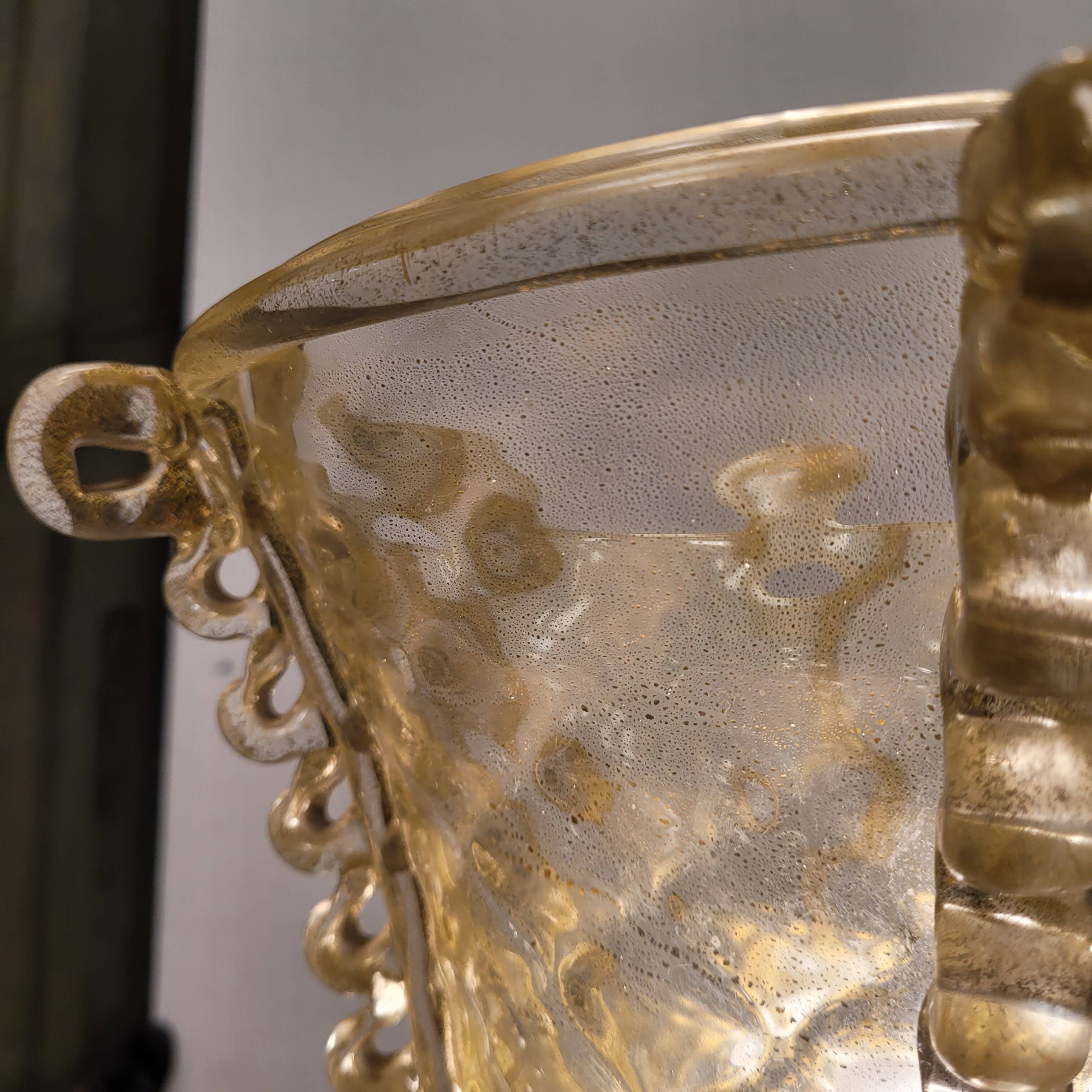 Magpie lamp, Murano crystal and gold powder, Barovier & Toso, 50's