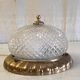 Golden brass ceiling light with diamond-shaped moulded glass - 1980s