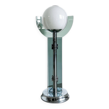Mid Century Italian Glass floor lamp of the 70's , smoked and opaline glass