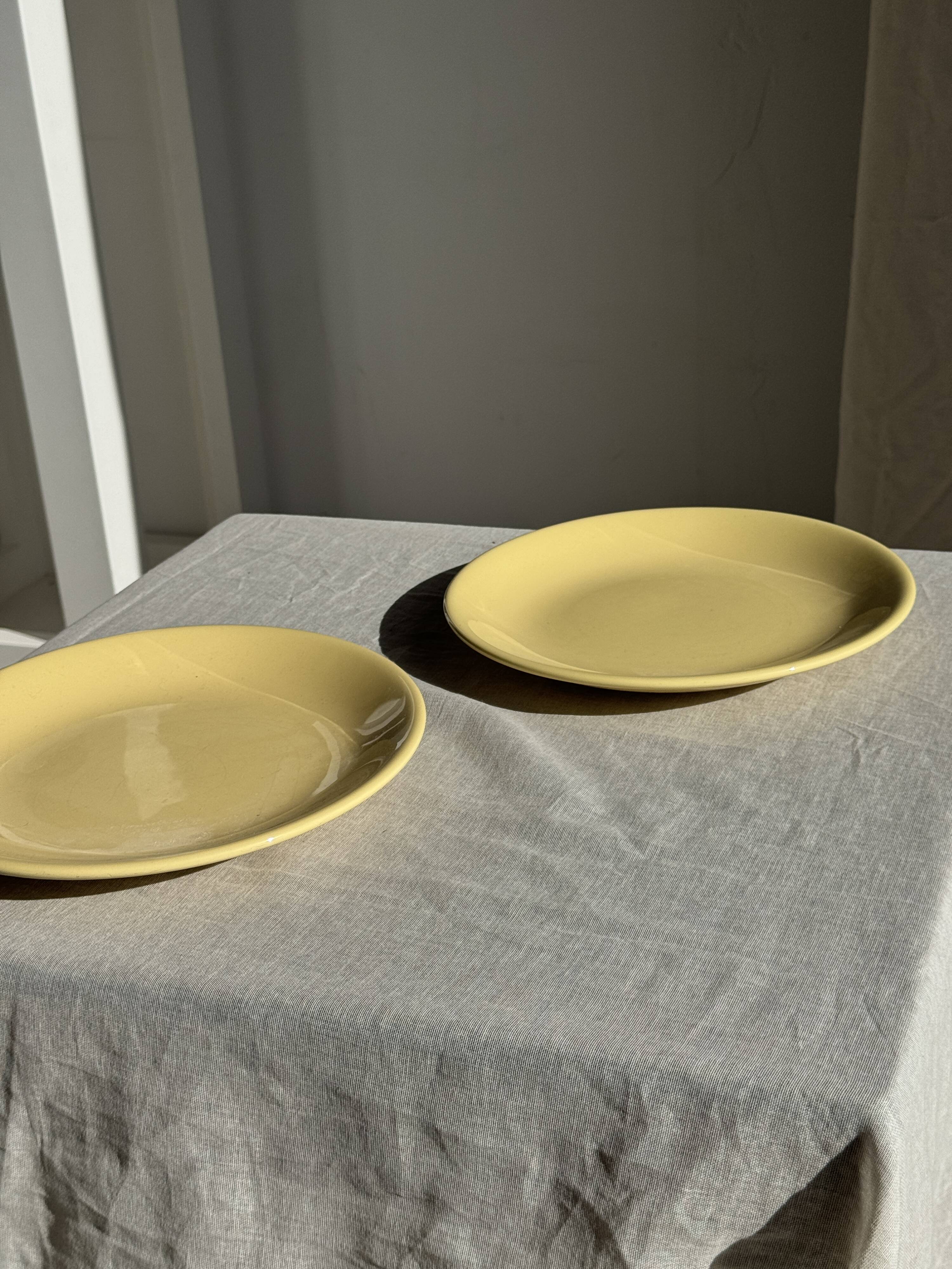 Set of 2 large yellow plates without brand D25.5