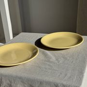 Lot de 2 grandes assiettes jaunes sans marque D25,5