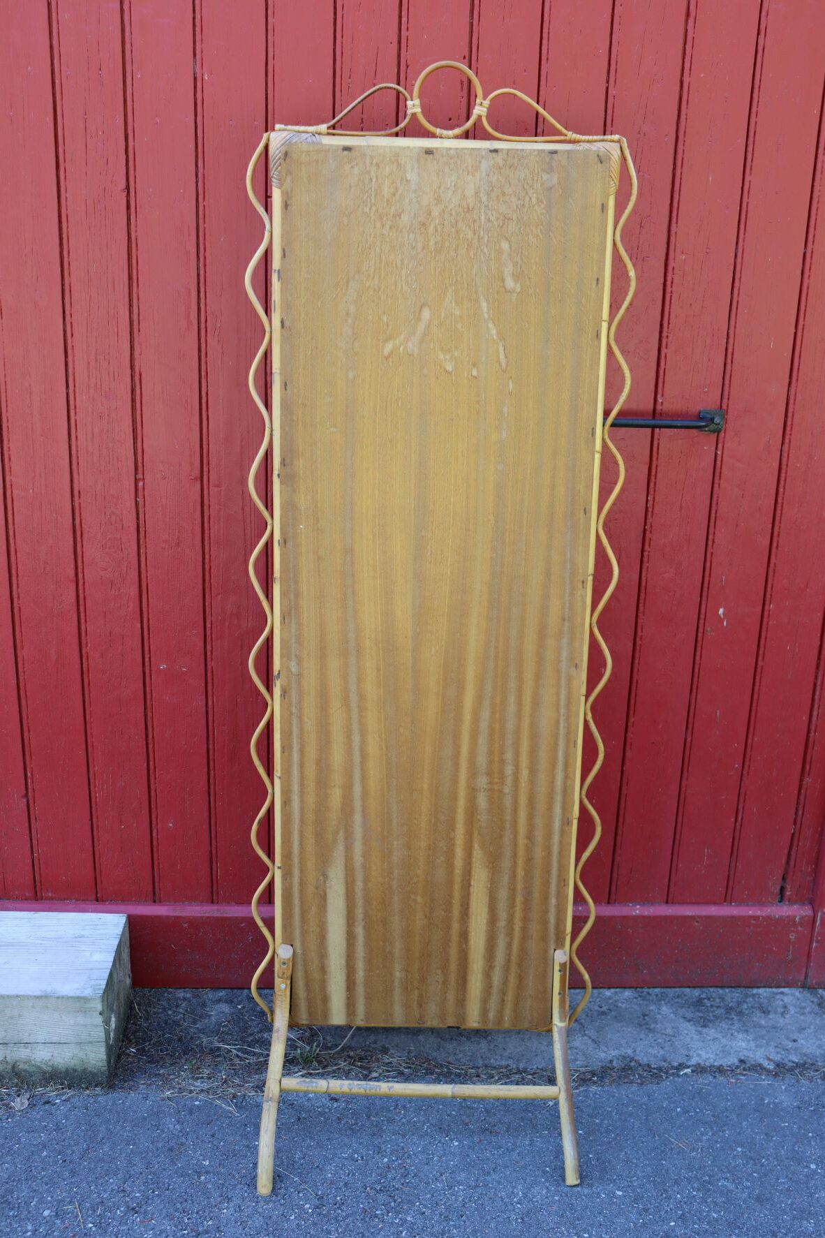 Rattan psyche mirror