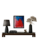 Abstract table red blue pink 46x38 cm painting signed