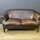 Vintage leather 2-seater sofa in dark brown