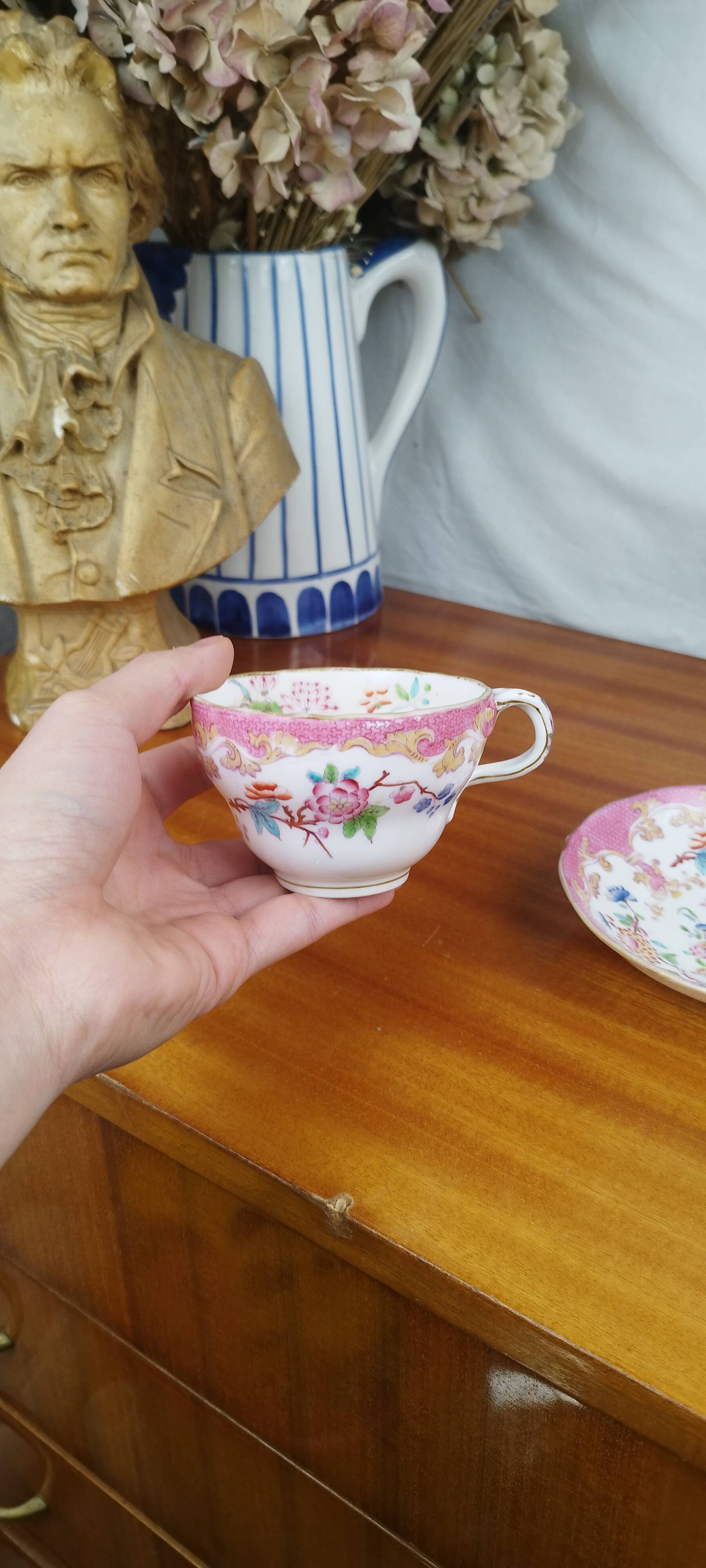 Porcelain Cup & Saucer, Palais Royal Lahoche in Paris, 19th Century Chinese Decor