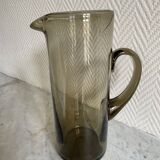 Vintage seventies smoked transparent glass carafe pitcher
