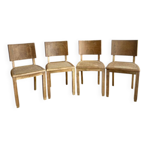 Lot de 4 chaises vintage - clair bois
