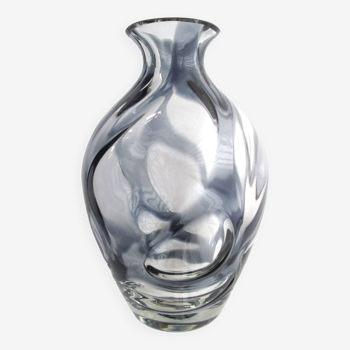 Vintage 1960s German design Glass Spider Cobweb Vase by Isodor Gistl Frauenau