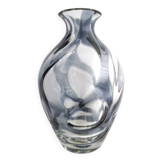 Vintage 1960s German design Glass Spider Cobweb Vase by Isodor Gistl Frauenau