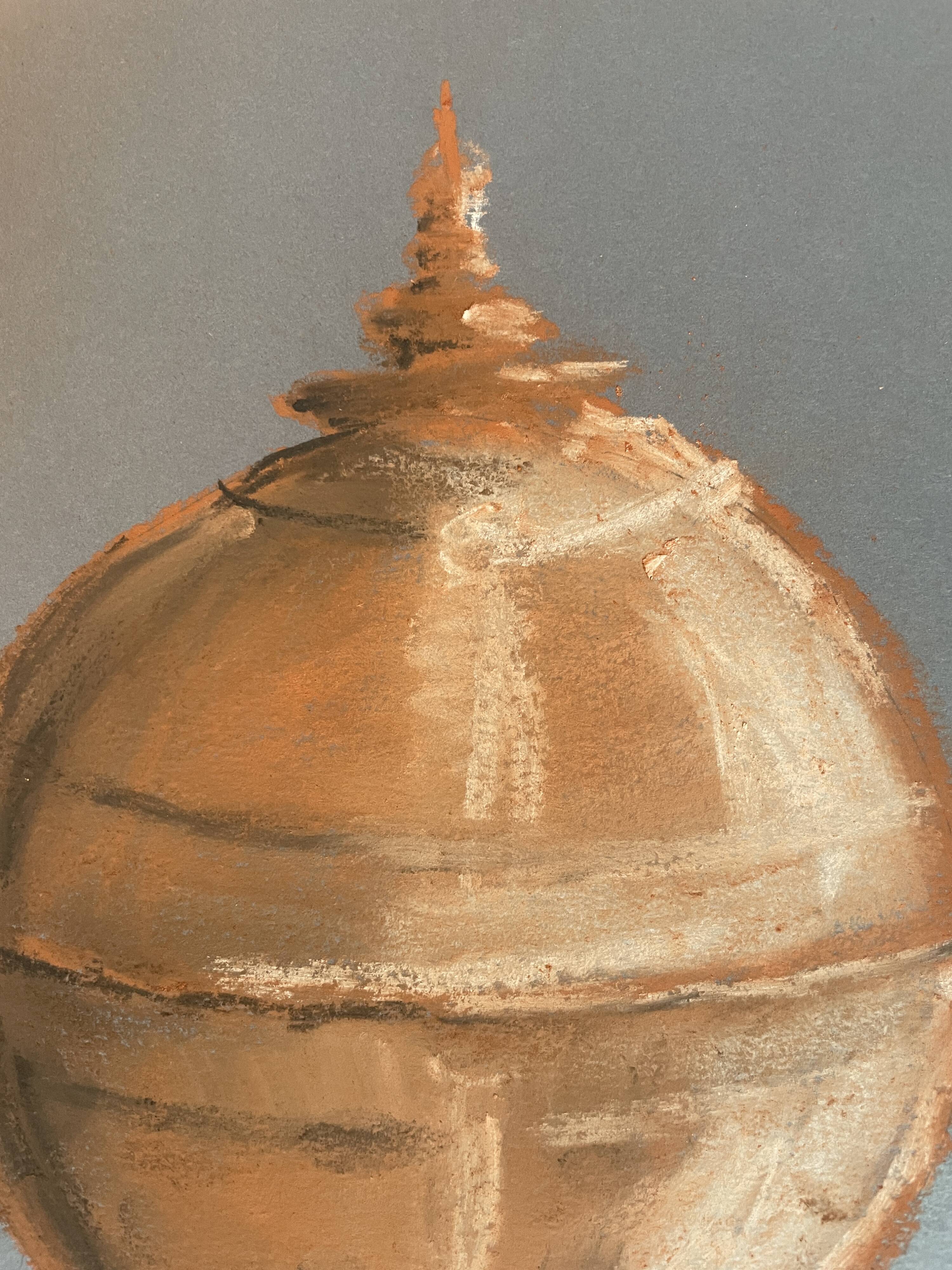 Signed painting Pastel terracotta "terracotta candy box" indigo paper