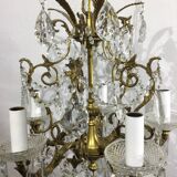 Lustre 5 lumières bronze et cristal