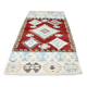 5x8 Geometric Wine Red Blue Vintage Rug, 144x241Cm