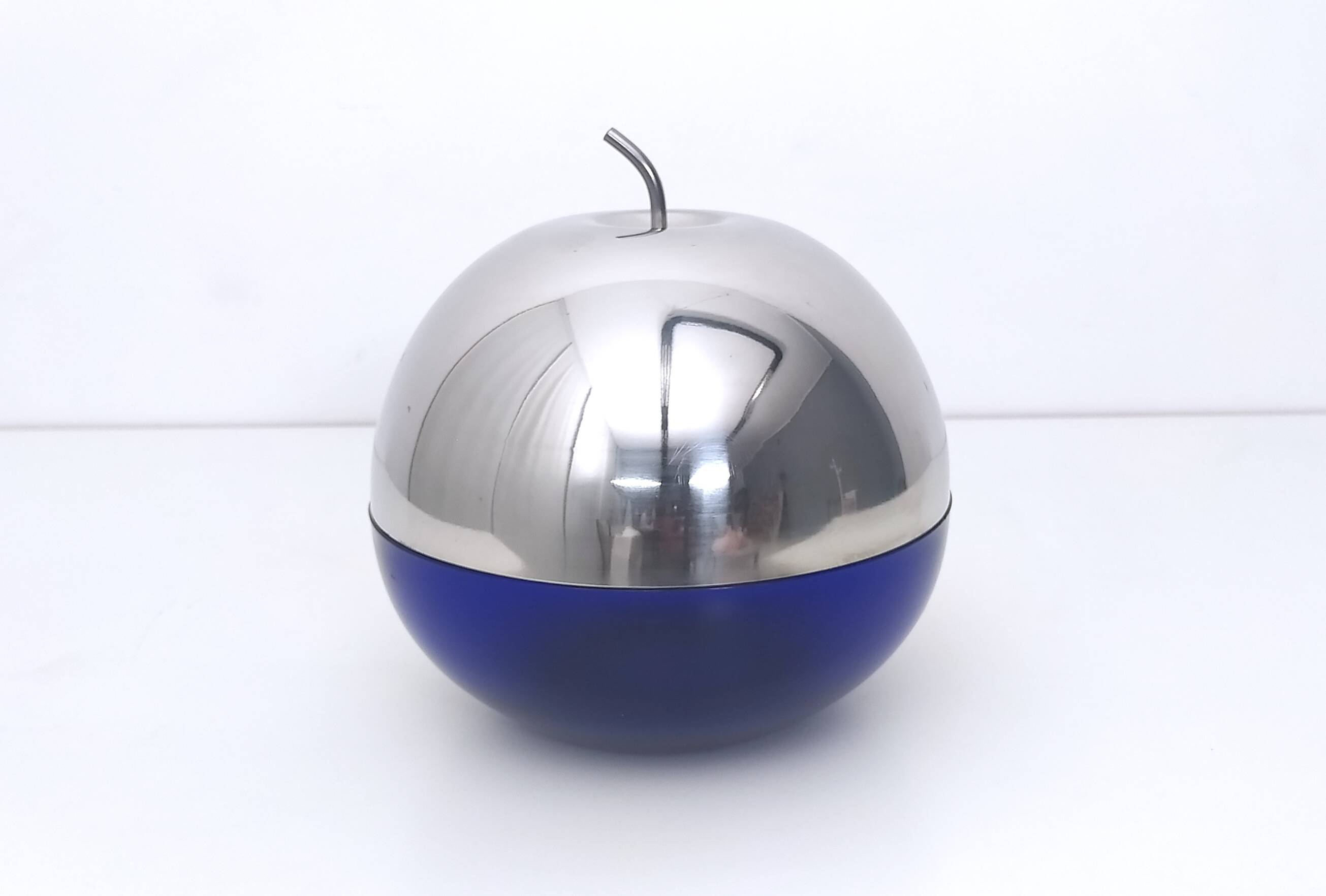 Blue Glass and Metal Ice Bucket, Italy