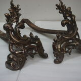 Pair of andirons bronze Louis XV