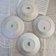 4 mismatched old green ironstone deep plates