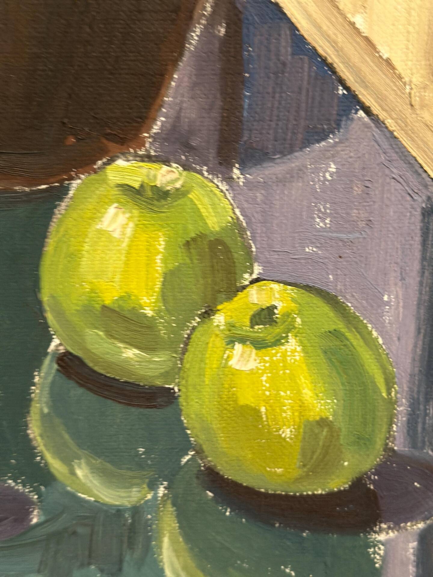 Swedish Oil on Canvas – “Apples and Flowers” – Vintage & Framed
