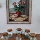6 glass jars with vintage cork caps