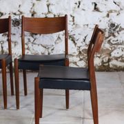 4 Scandinavian Fristho Franeker chairs in teak and skai, 1960.