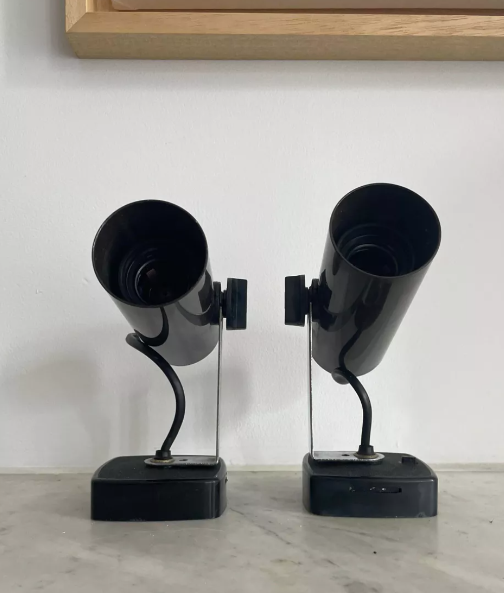 Pair of vintage swivel wall lamps Targetti, Italy 1970