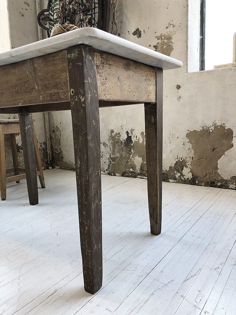 Oak and marble farm table