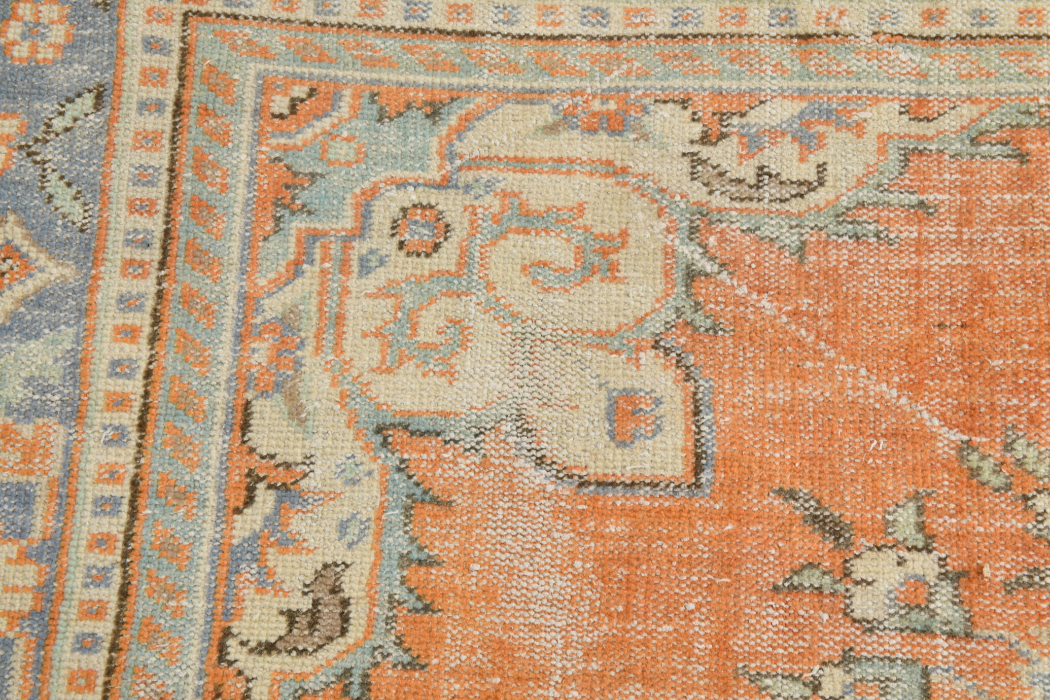 Coral orange 62s vintage rug, 226x331cm