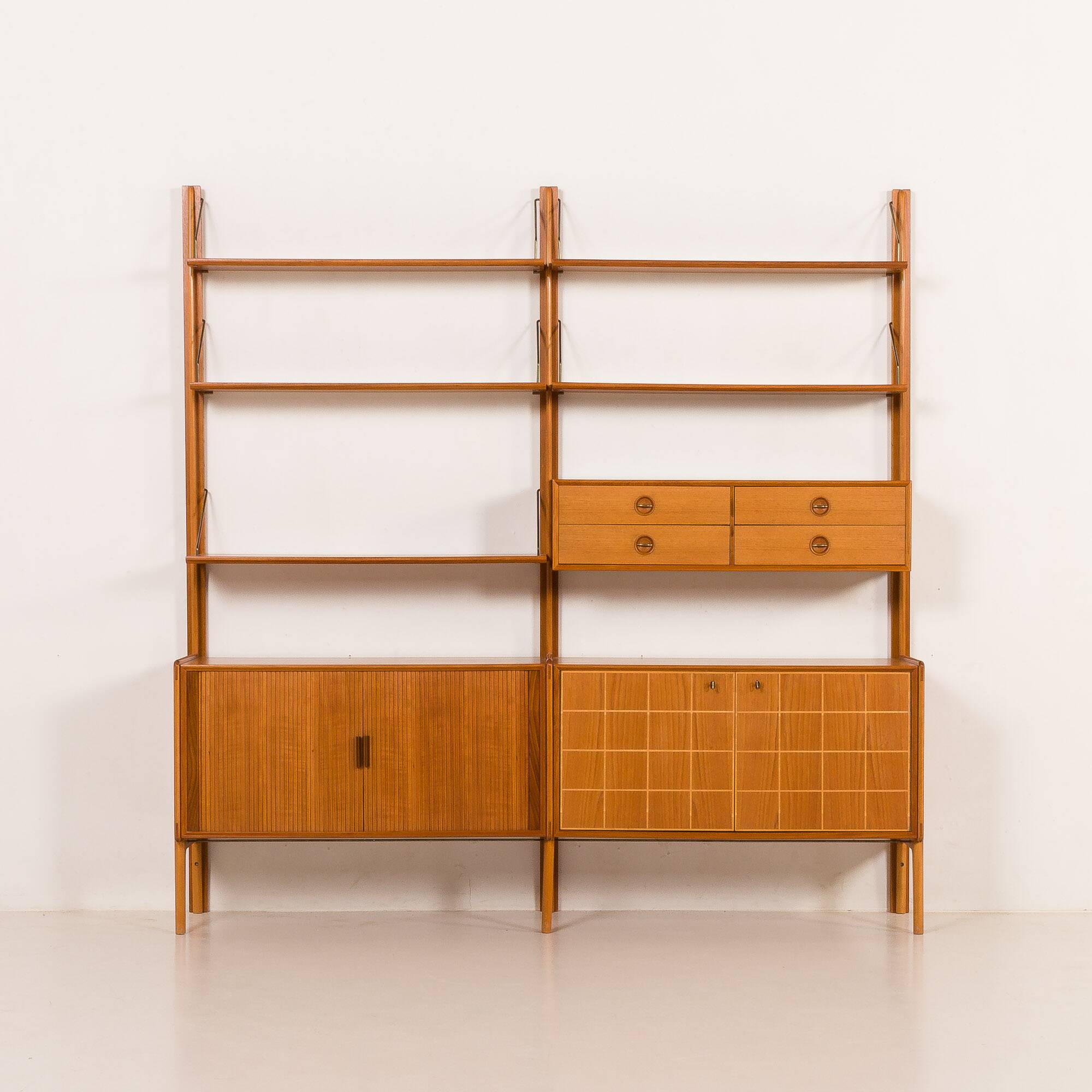 Fredrik A. Kayser teak free standing wall unit for Gustav Bahus, Norway 196