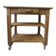 Vintage oak workshop cabinet on casters, 1 drawer, 2 shelves.