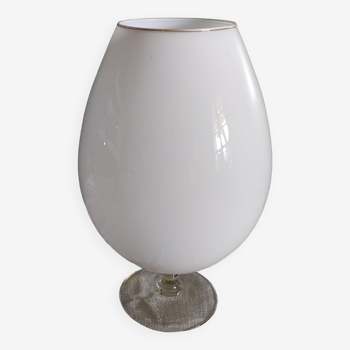 Vase en opaline blanche vintage années 70's - 32 cm