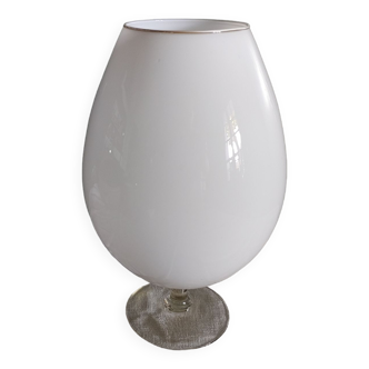 Vase en opaline blanche vintage années 70's - 32 cm