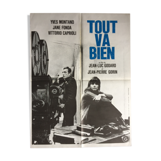 Poster - everything is fine Yves Montand, Jean-Luc Godard, Jane Fonda camera 60x80cm