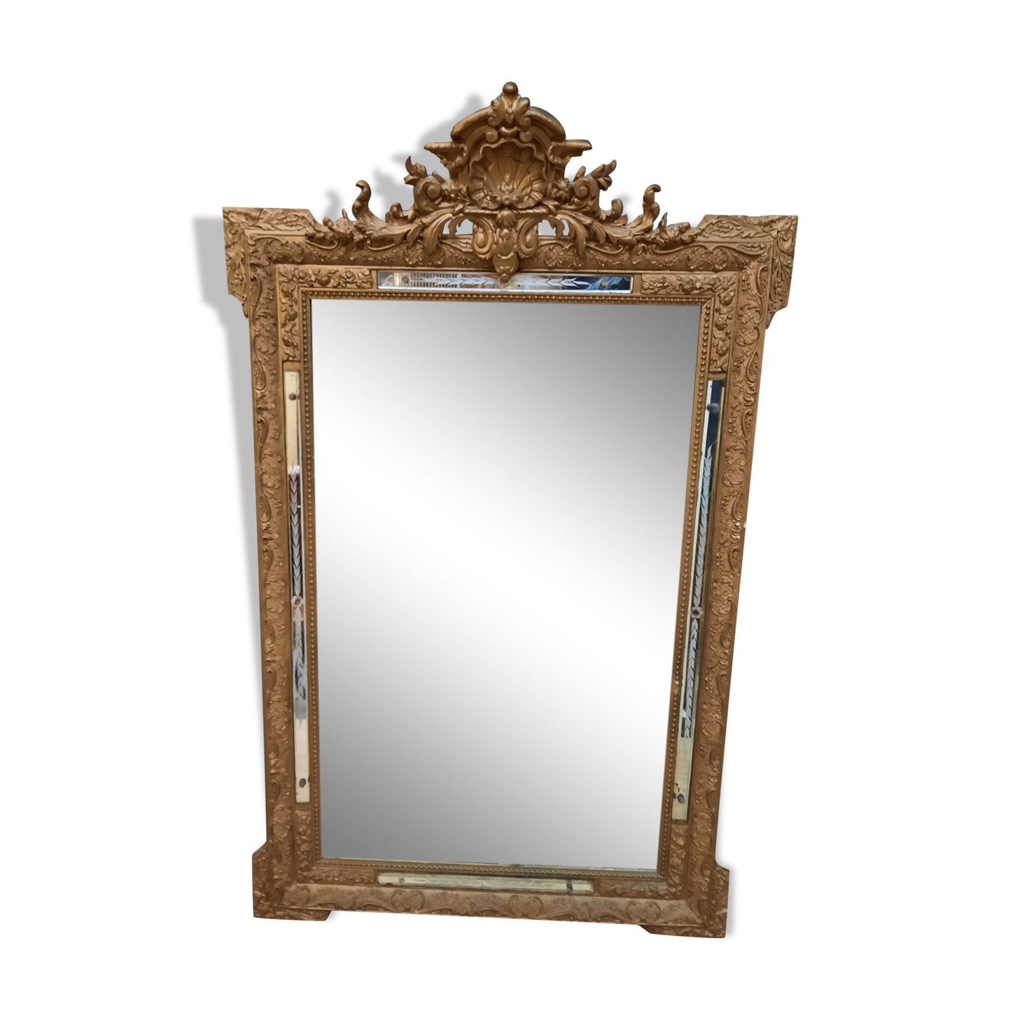 Mirroir doré de cheminnee style Louis XVI