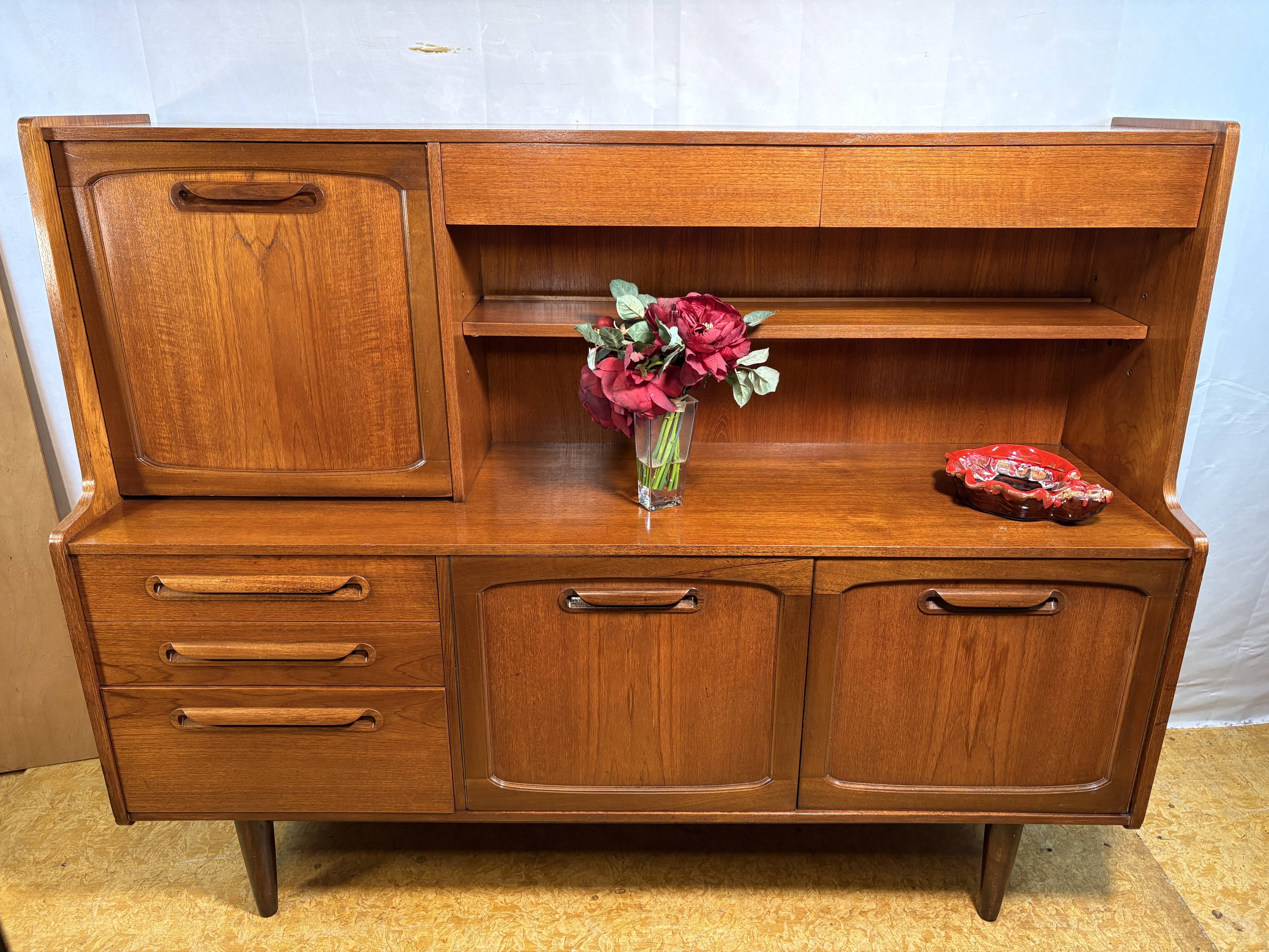 Mid-Century Retro Vintage Stonehill Stateroom Teak Highboard  1960 Danish D