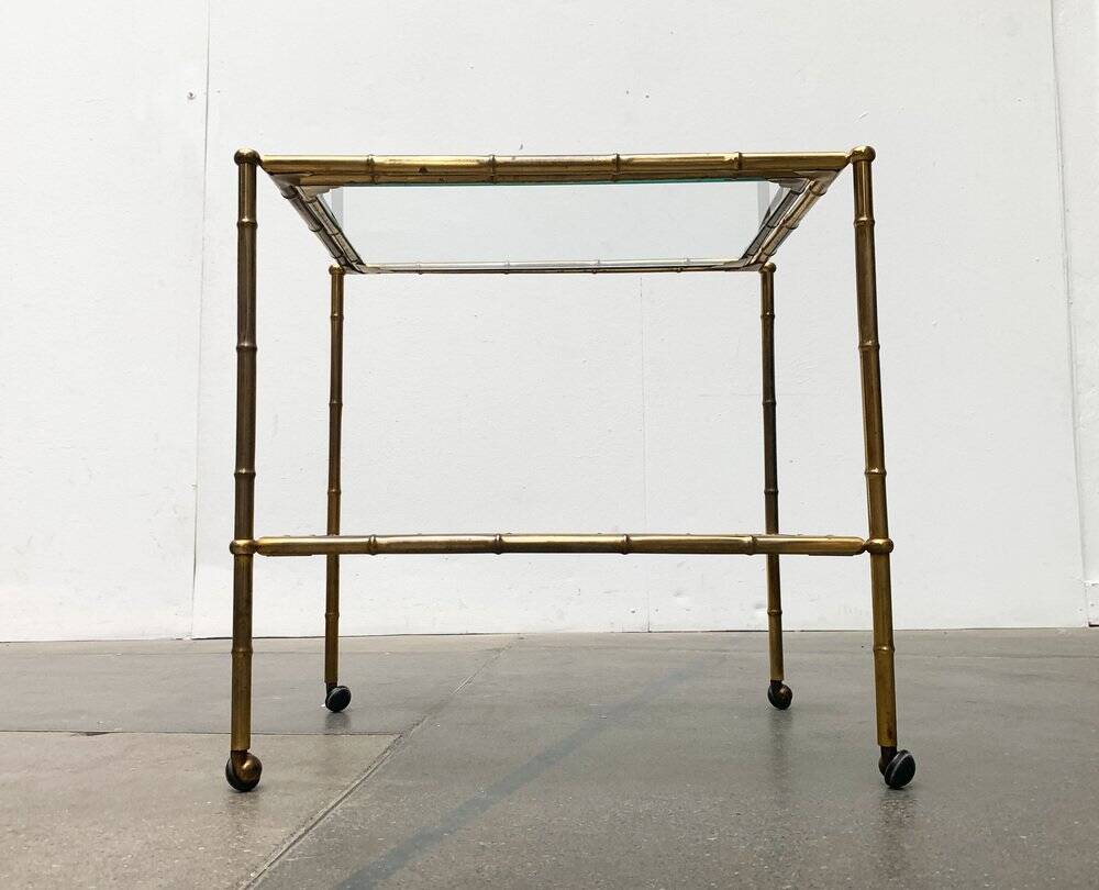 Bamboo imitation brass serving tray in Hollywood Regency style from the mid-century, 1960s.