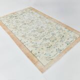 Orange Cream Floral Pattern Farmhouse Vintage Rug, 146x237Cm