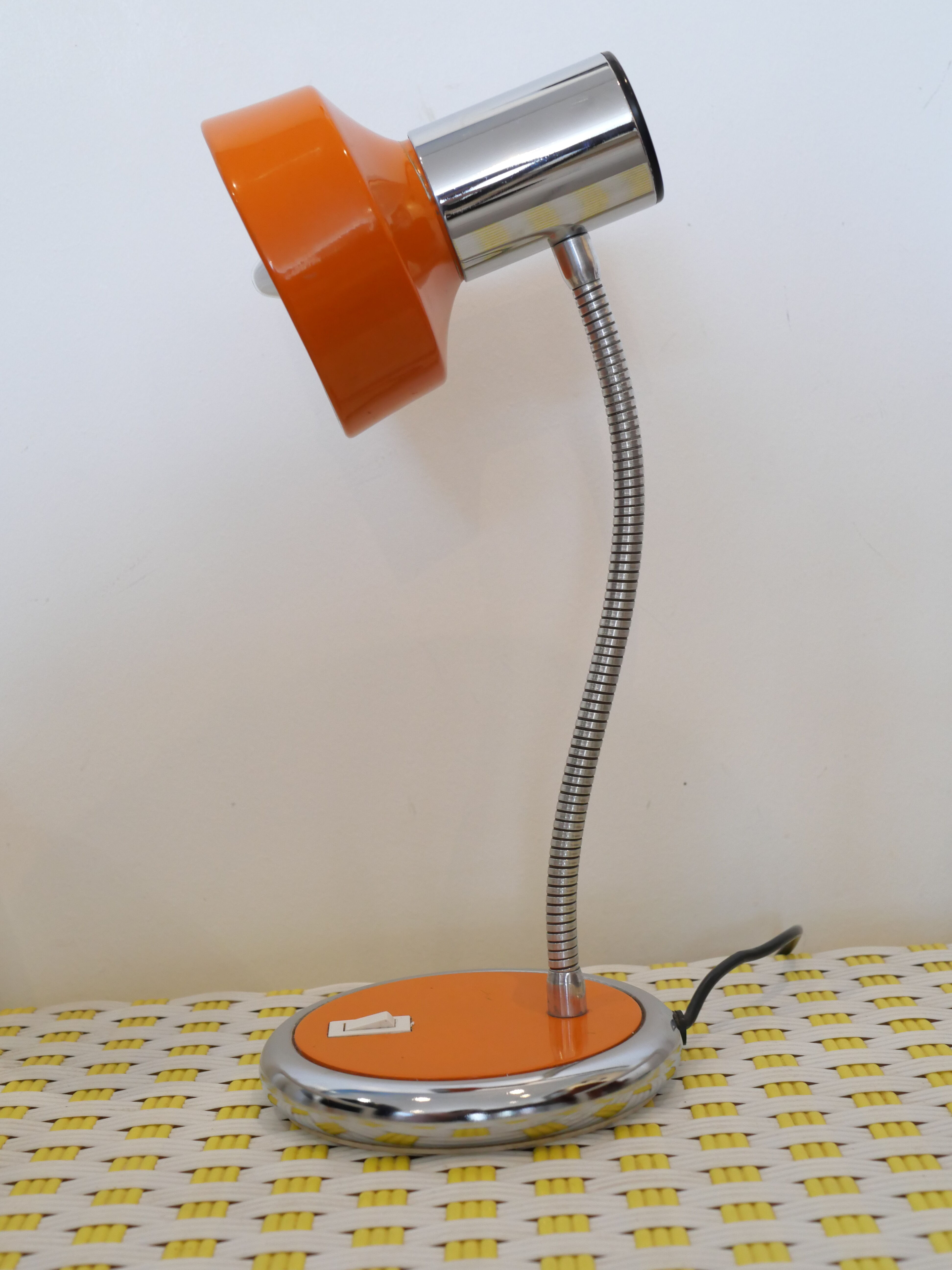 1970s orange metal desk lamp