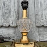 Lampe de table de style Hollywood Regency, cristal de laiton