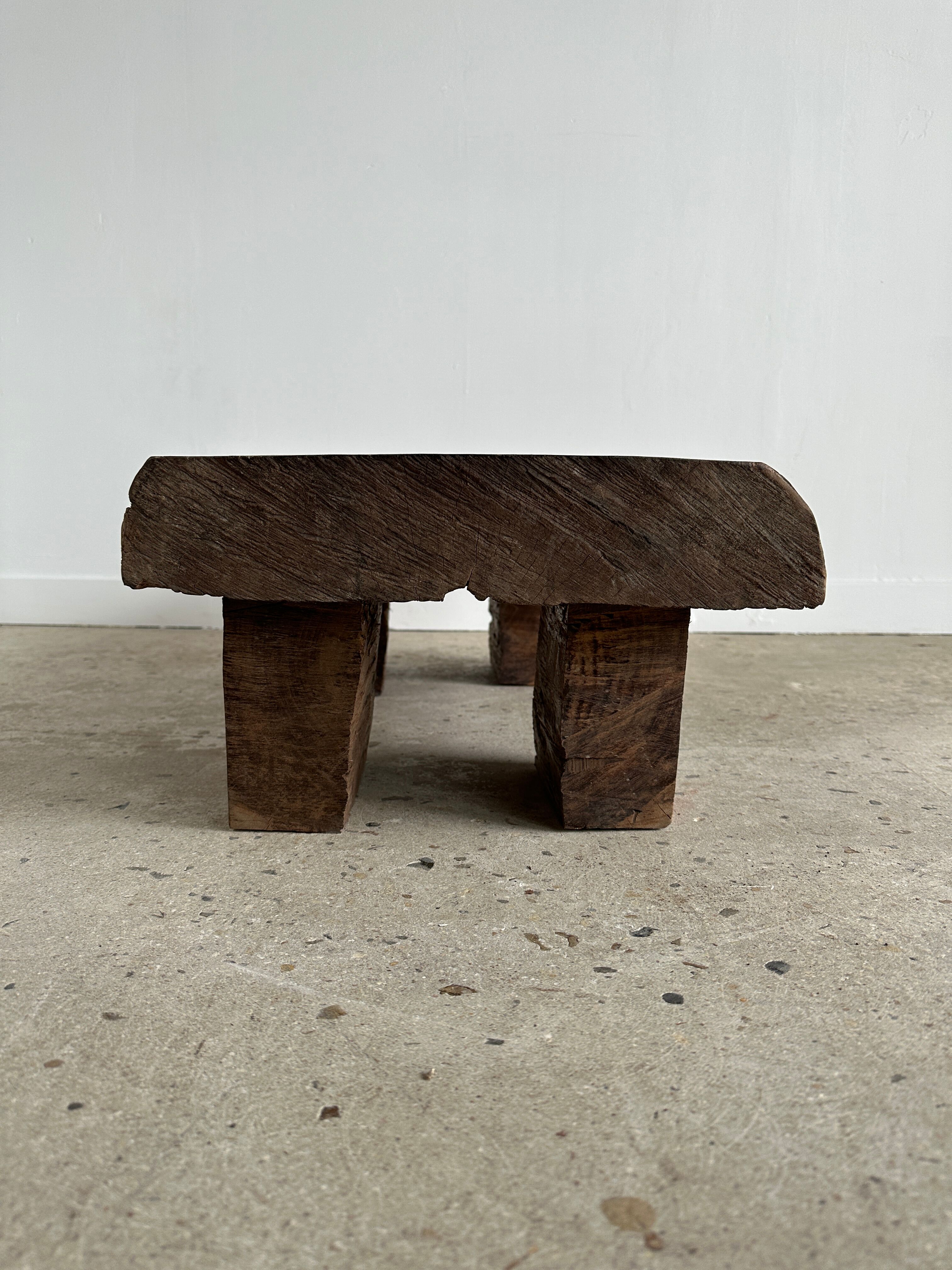 Asian solid wood quadripod brutalist coffee table H30 L81 l42