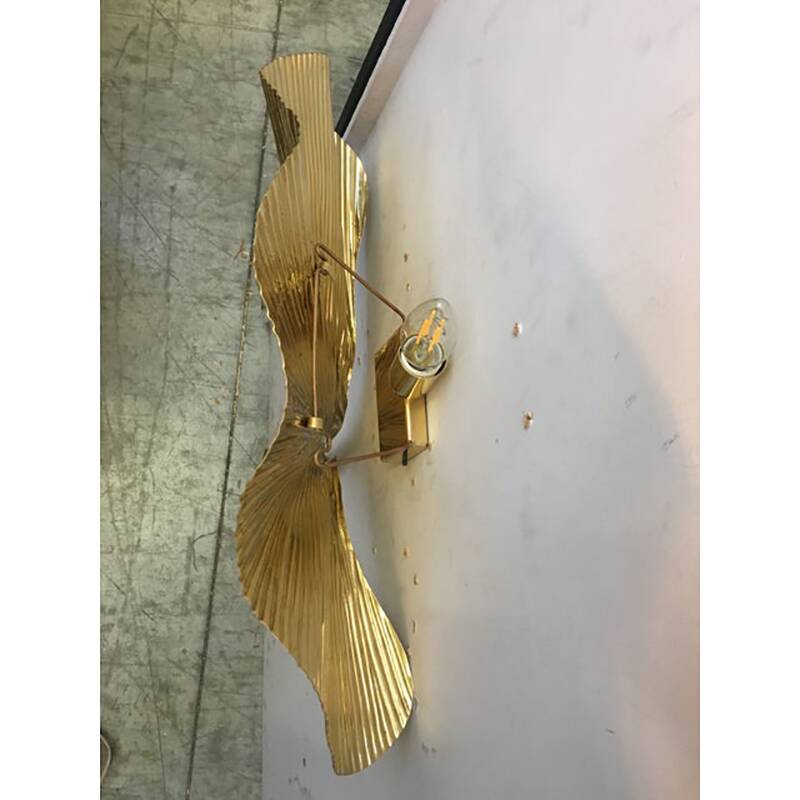 Paire d'appliques feuille en métal doré