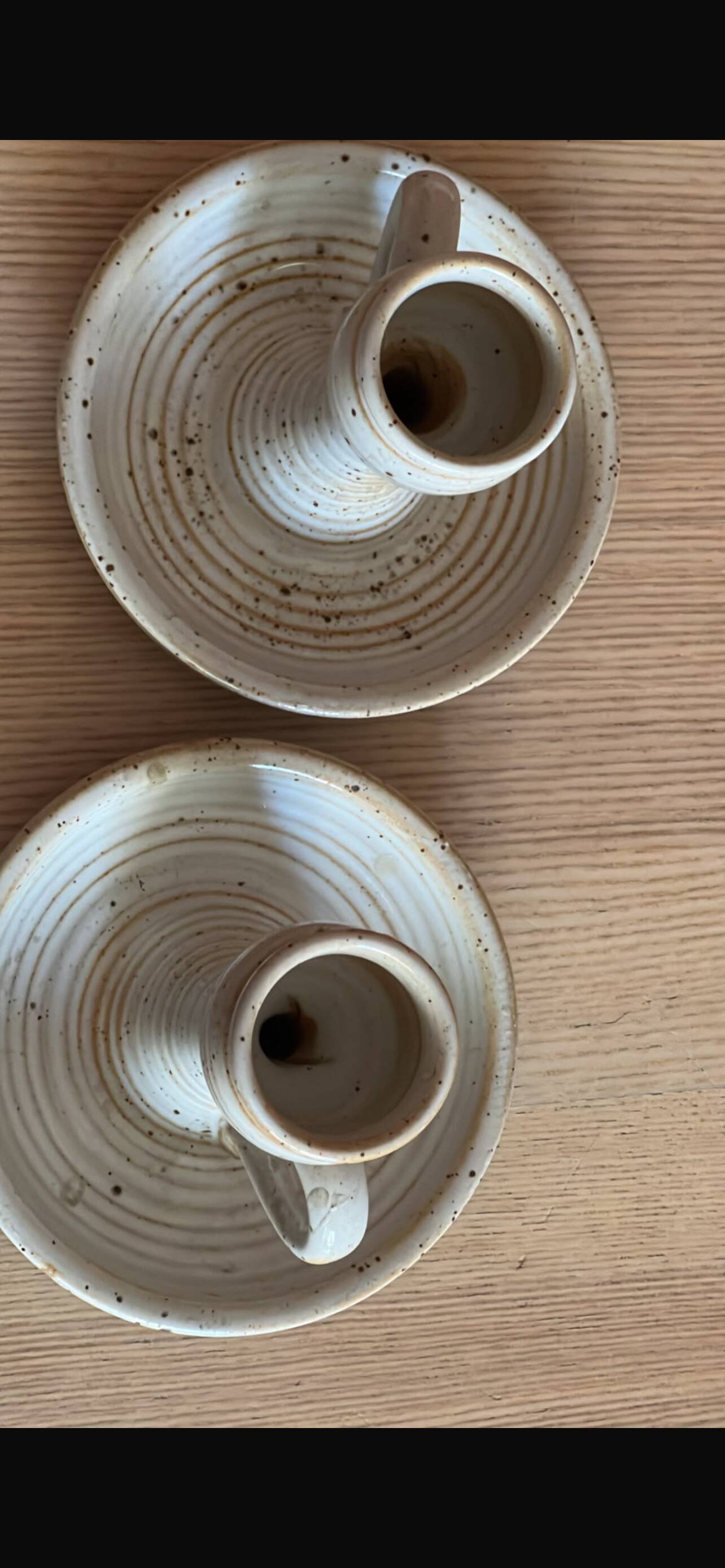 Set of 2 stoneware candlesticks from the marsh.