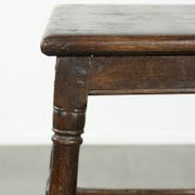 Tabouret en chêne anglais ancien / tabouret à joints du XVIIIe siècle